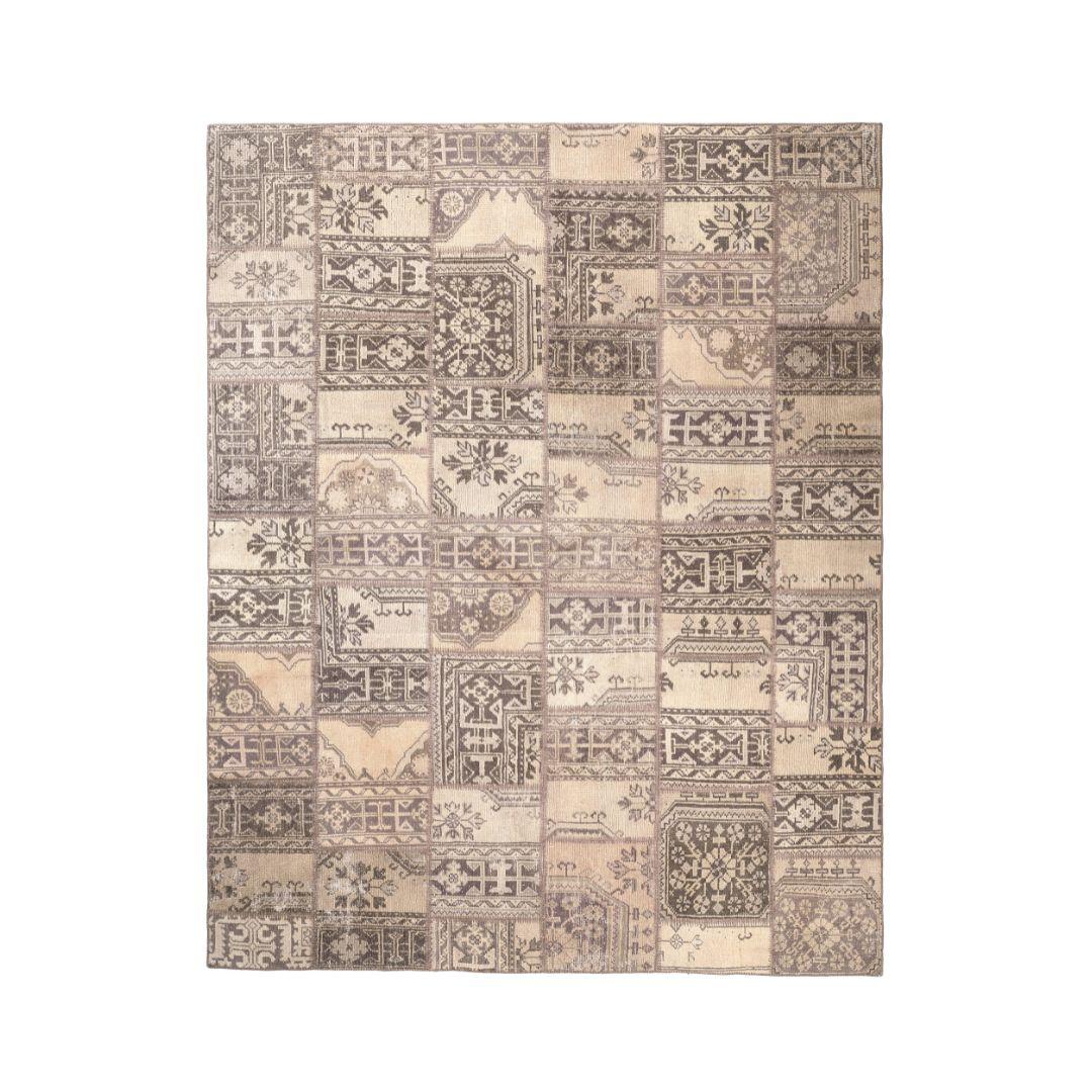 Vintage Soft Cream Blocks Turkish Rug - TUR-CRM-PAT-810-004 - Arconiz