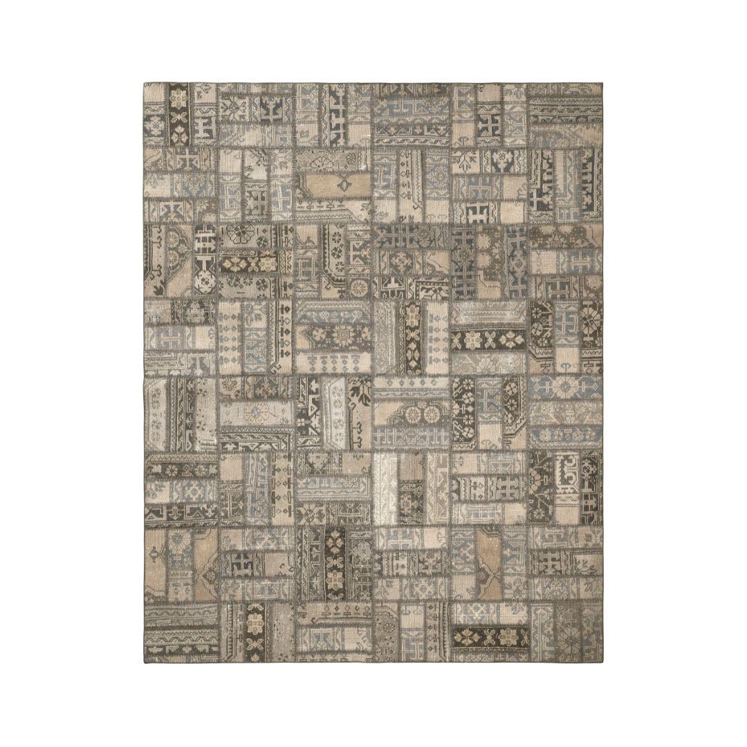 Vintage Dustveil Blue Turkish Patchwork Rug - TUR-GRAY-PAT-810-003 - Arconiz