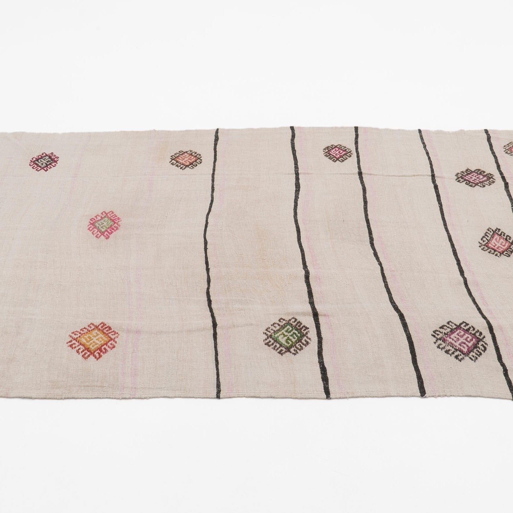 Handwoven Vintage Hemp Rug - 01-00070 - Arconiz