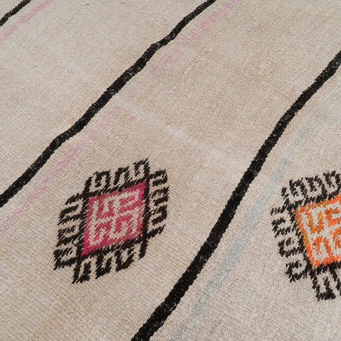 Handwoven Vintage Hemp Rug - 01-00070 - Arconiz