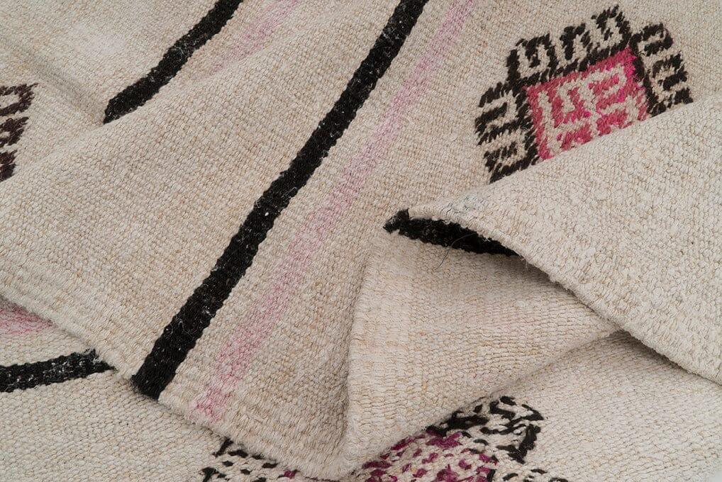 Handwoven Vintage Hemp Rug - 01-00070 - Arconiz