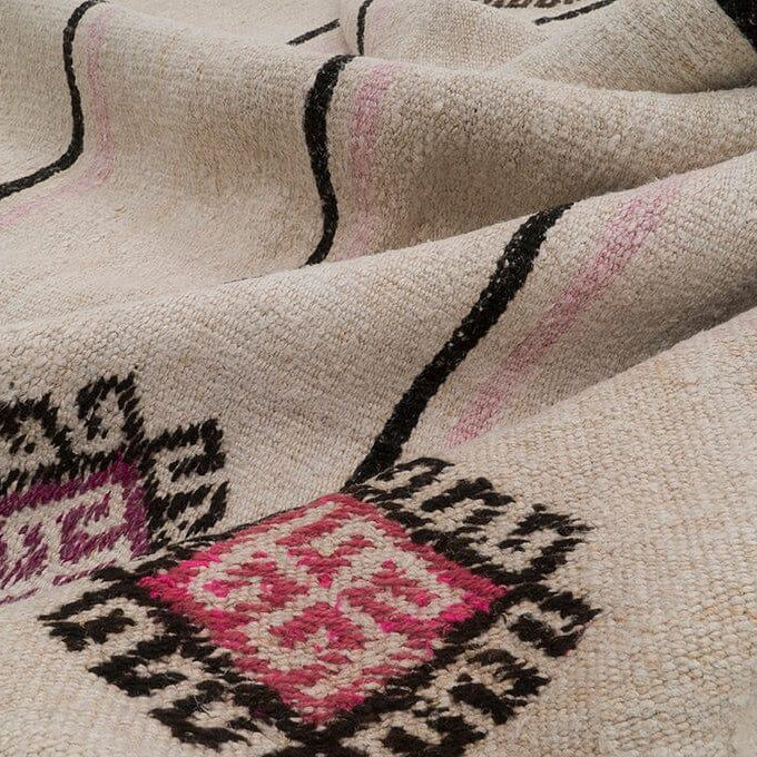 Handwoven Vintage Hemp Rug - 01-00070 - Arconiz