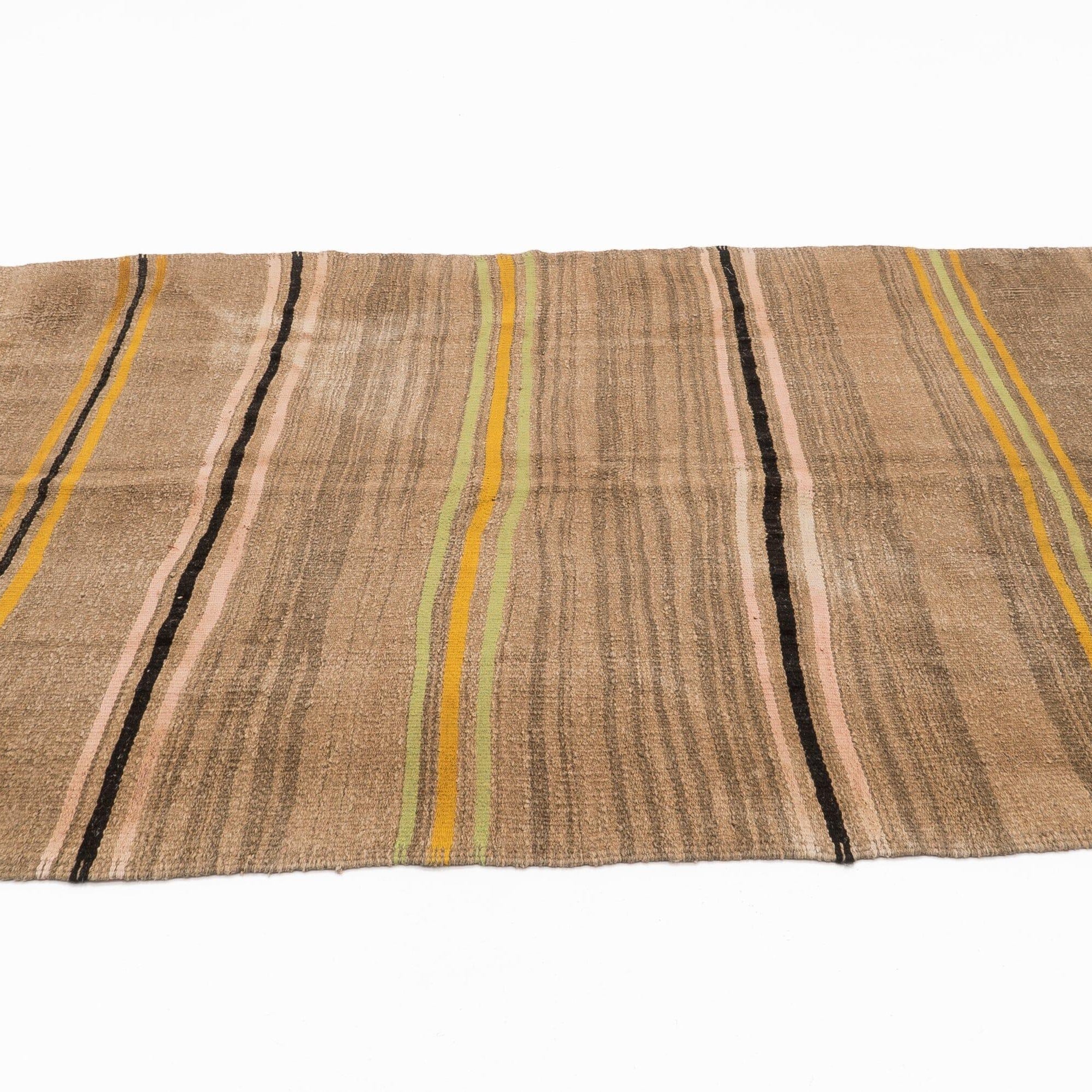 Hemp Bouquet Handwoven Vintage Rug - 01-00095 - Arconiz