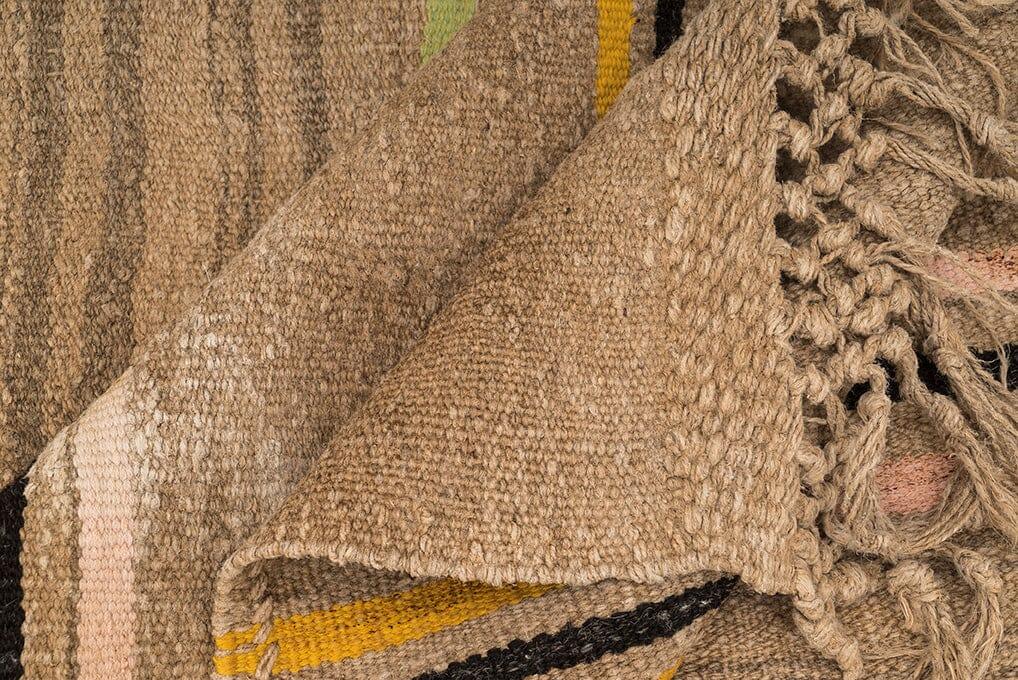 Hemp Bouquet Handwoven Vintage Rug - 01-00095 - Arconiz