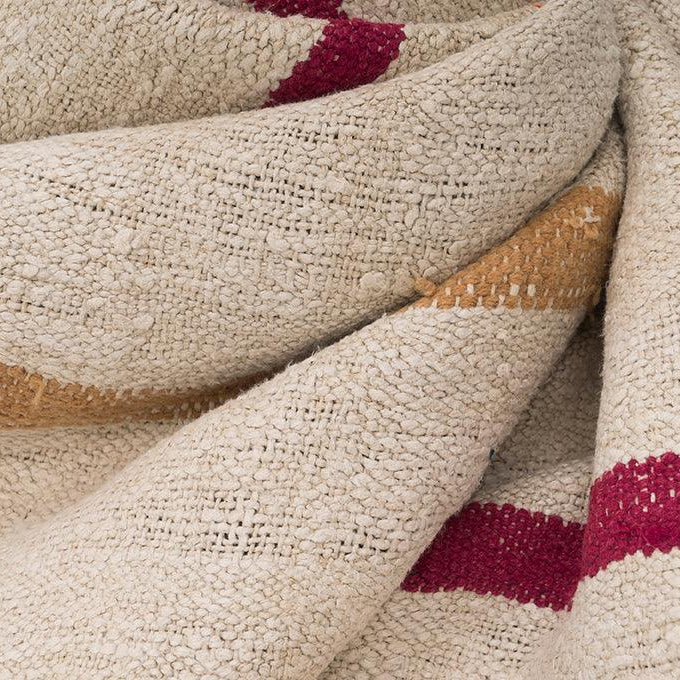 Hemp Bouquet Handwoven Vintage Hemp Rug - 01-00159 - Arconiz