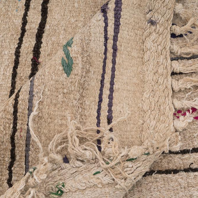 Hemp Bouquet Handwoven Vintage Hemp Rug - 01-00170 - Arconiz