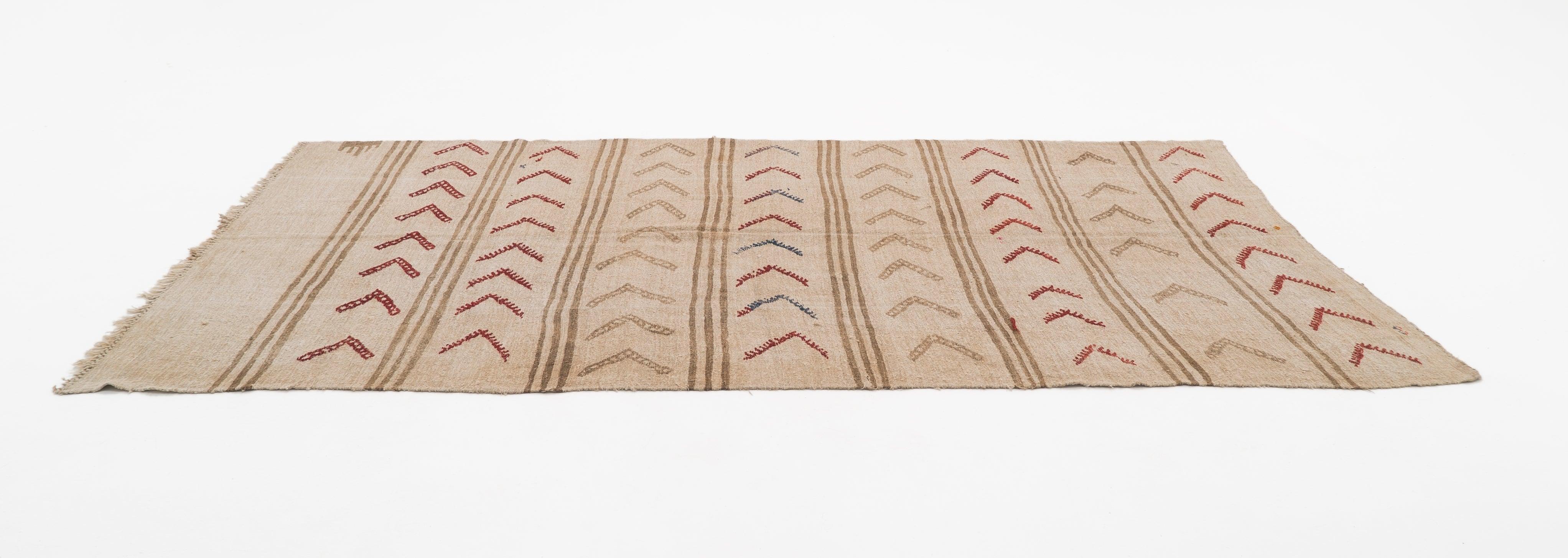 Hemp Bouquet Handwoven Vintage Hemp Rug - 01-00182 - Arconiz