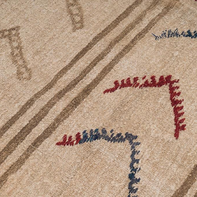 Hemp Bouquet Handwoven Vintage Hemp Rug - 01-00182 - Arconiz