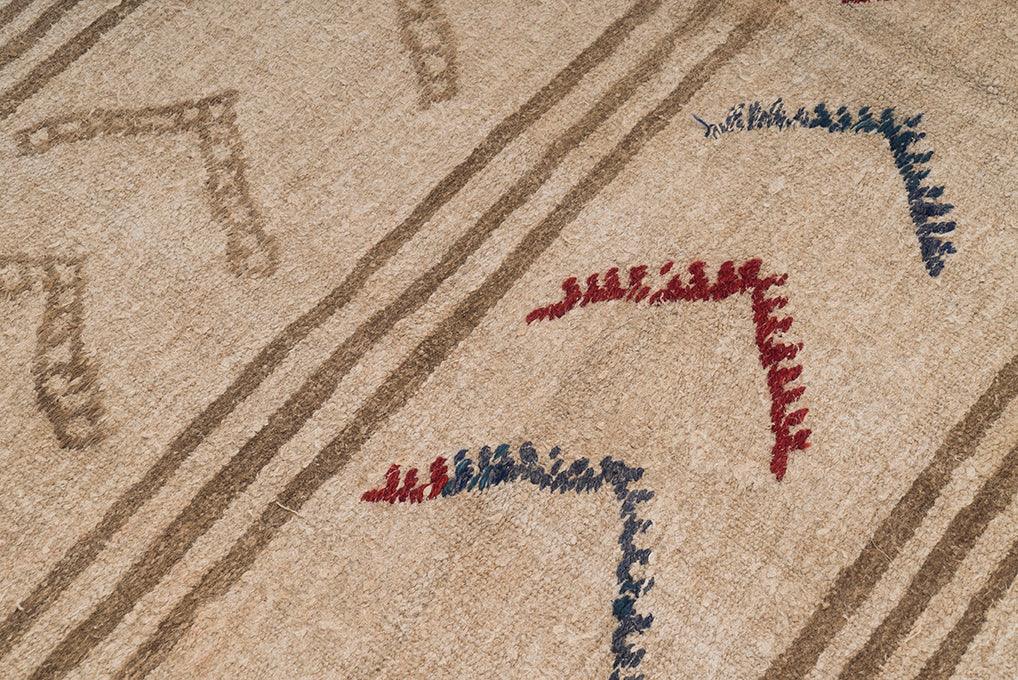 Hemp Bouquet Handwoven Vintage Hemp Rug - 01-00182 - Arconiz