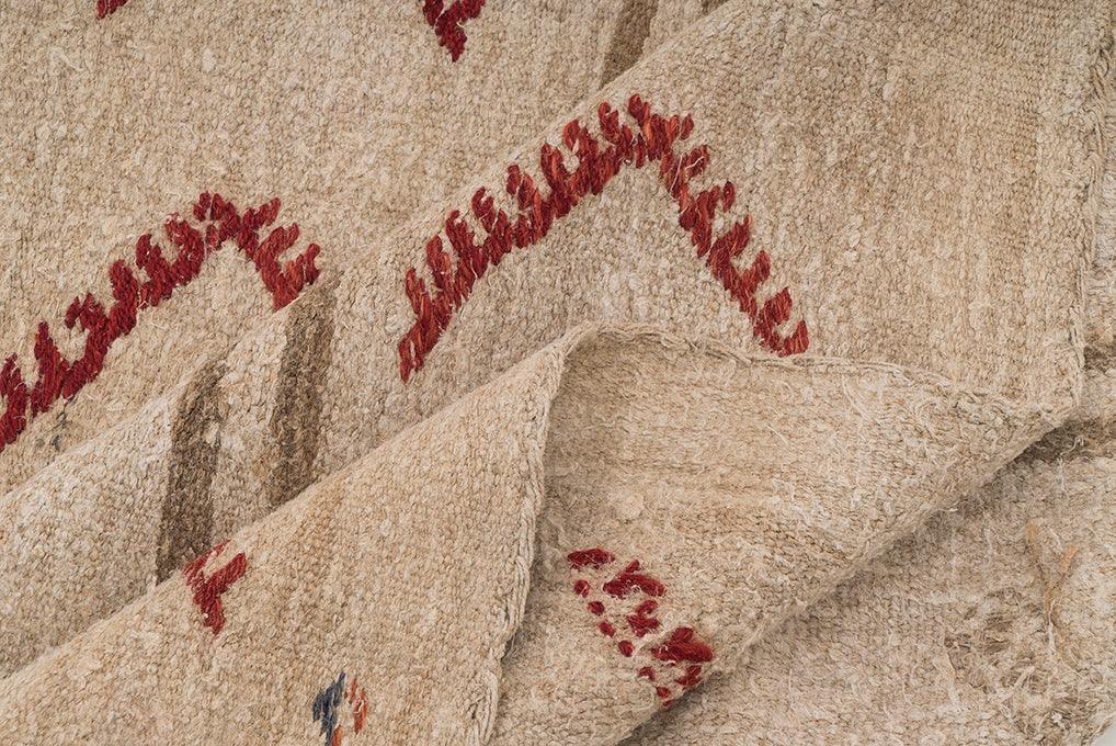 Hemp Bouquet Handwoven Vintage Hemp Rug - 01-00182 - Arconiz