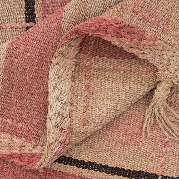 Hemp Bouquet Handwoven Vintage Hemp Rug, Pink/Beige - 01-00216 - Arconiz