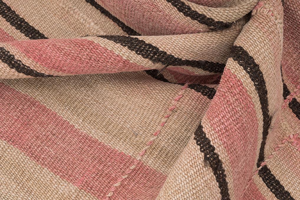 Hemp Bouquet Handwoven Vintage Hemp Rug, Pink/Beige - 01-00216 - Arconiz