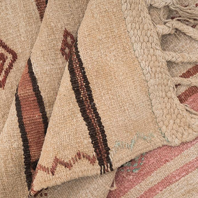 Hemp Bouquet Handwoven Vintage Hemp Rug - 01-00253 - Arconiz