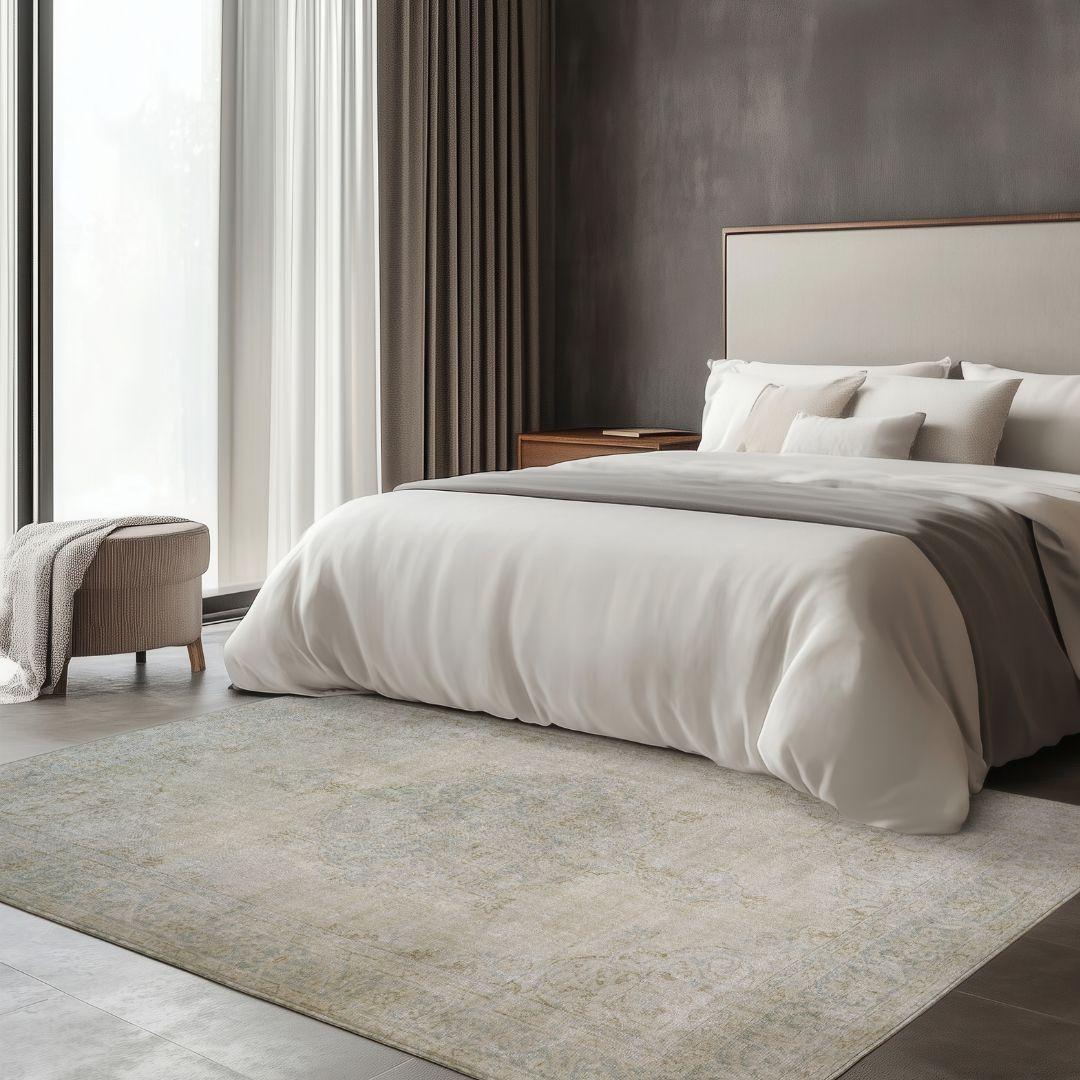 Vintage Beige Turkish Medallion Rug - TUR-BEI-ETH-610-003 - Arconiz