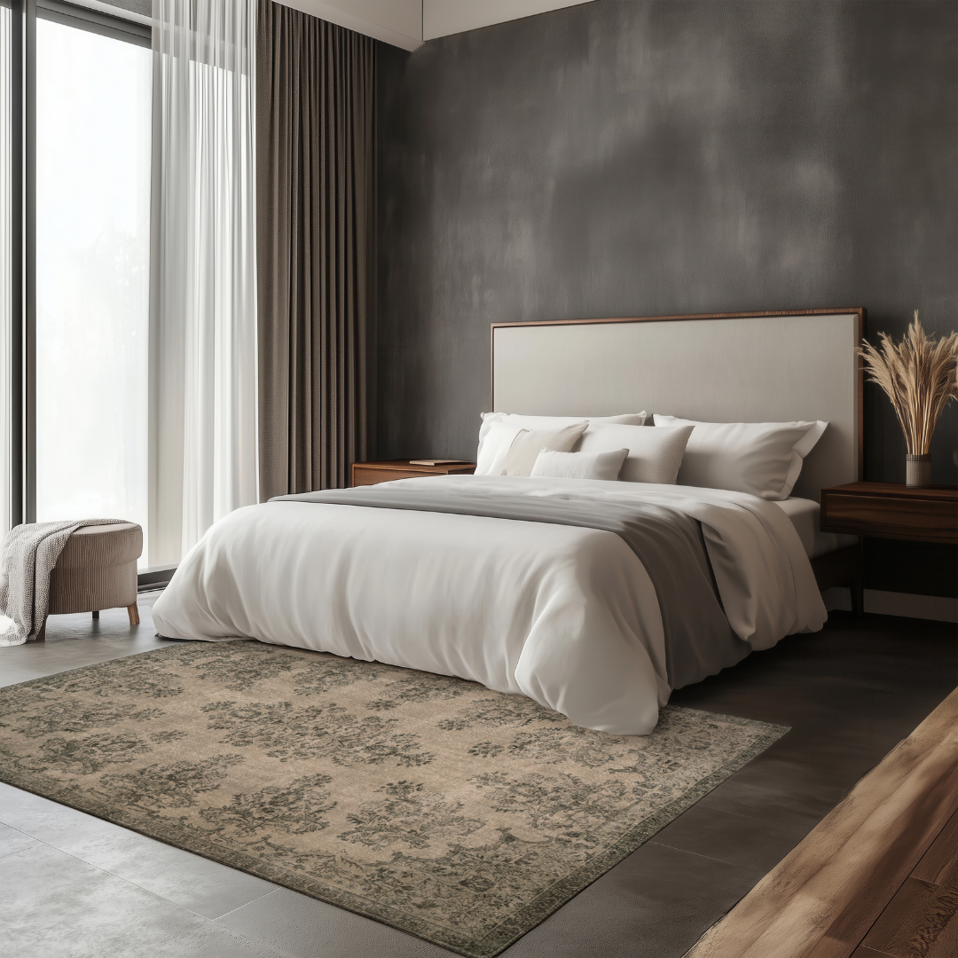 Vintage Beige Turkish Medallion Rug - TUR-BEI-VHE-610-012 - Arconiz