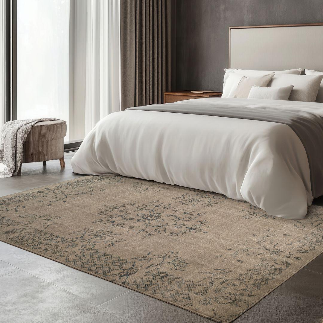 Vintage Beige Turkish Medallion Rug - TUR-BEI-HER-59-002 - Arconiz