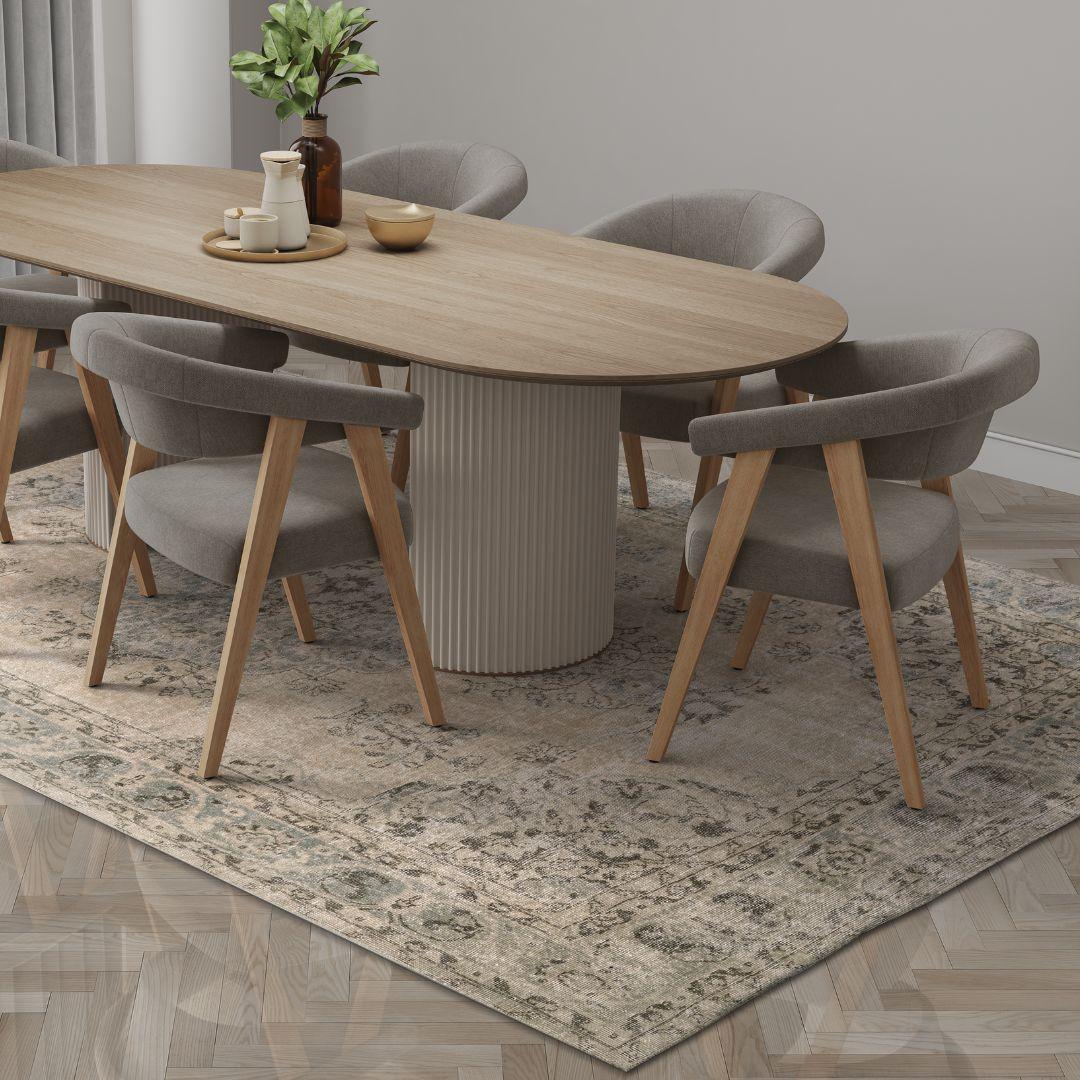 Vintage Beige Turkish Medallion Rug - TUR-BEI-PAT-710-010 - Arconiz