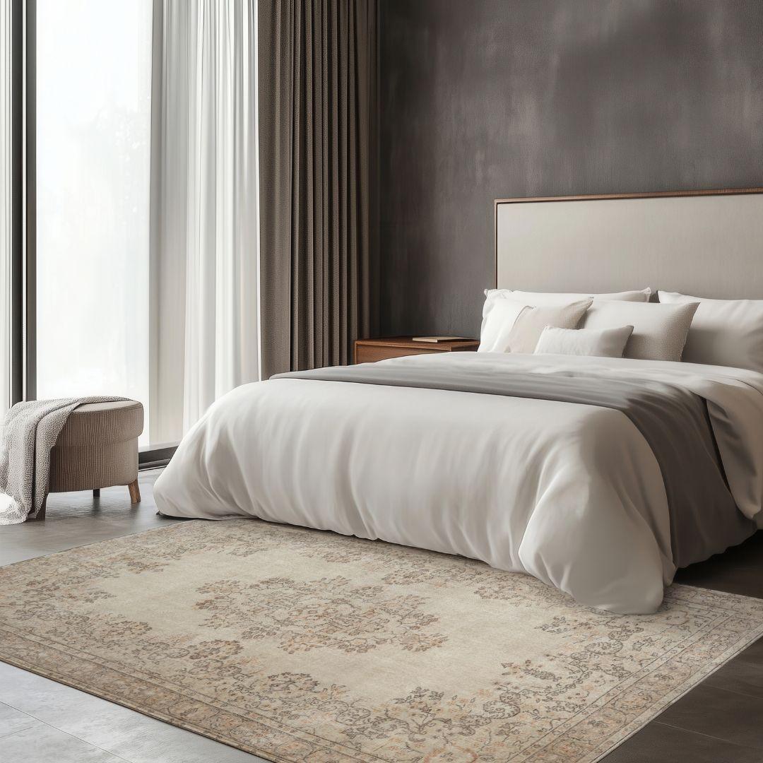 Vintage Cream Turkish Medallion Rug - TUR-CRM-OTT-69-004 - Arconiz