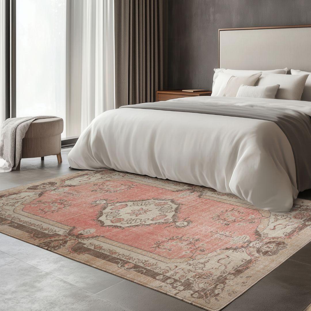 Vintage Beige Turkish Medallion Rug - TUR-PNK-SAL-610-013 - Arconiz