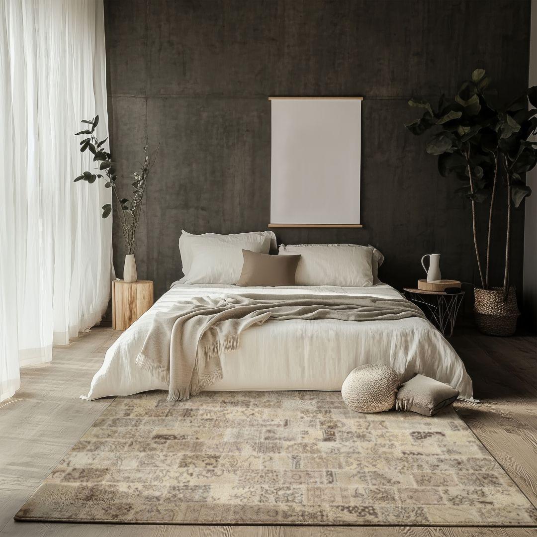 Vintage Mist Gray Patchwork Turkish Rug - TUR-GRAY-PAT-810-003 - Arconiz