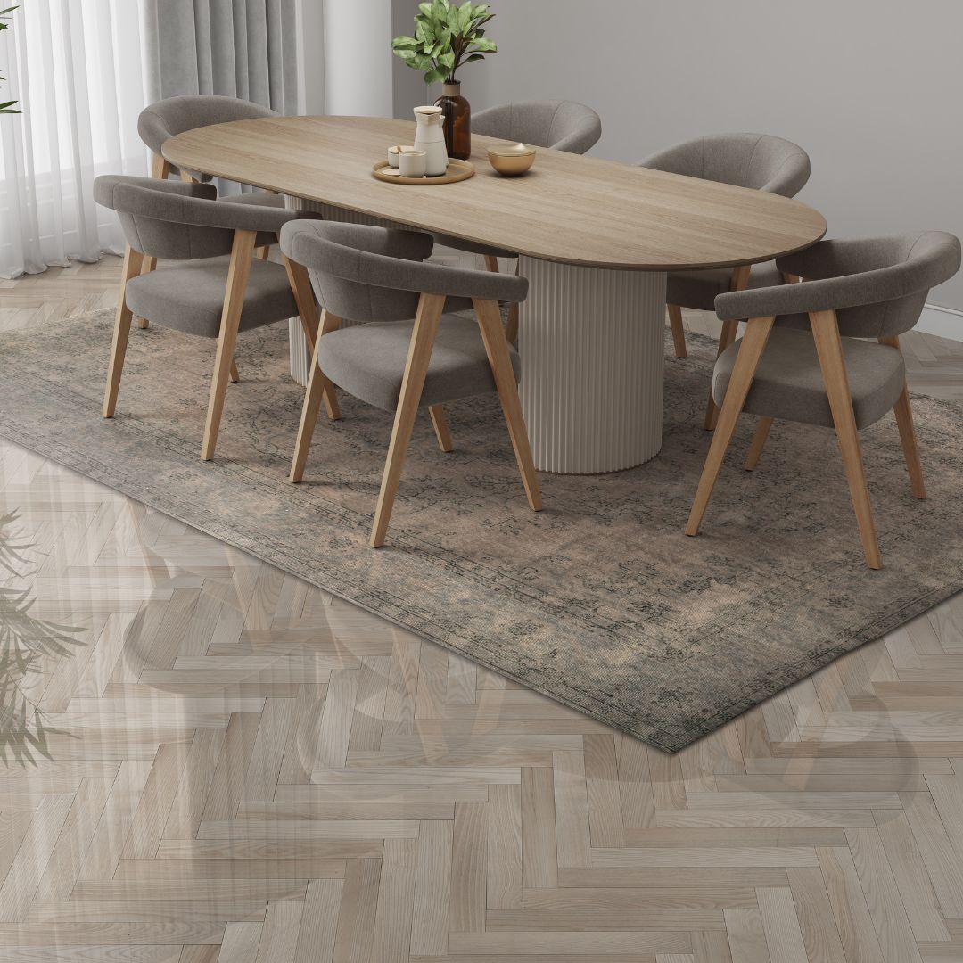 Vintage Beige Turkish Medallion Rug - TUR-GRY-ECL-710-005 - Arconiz