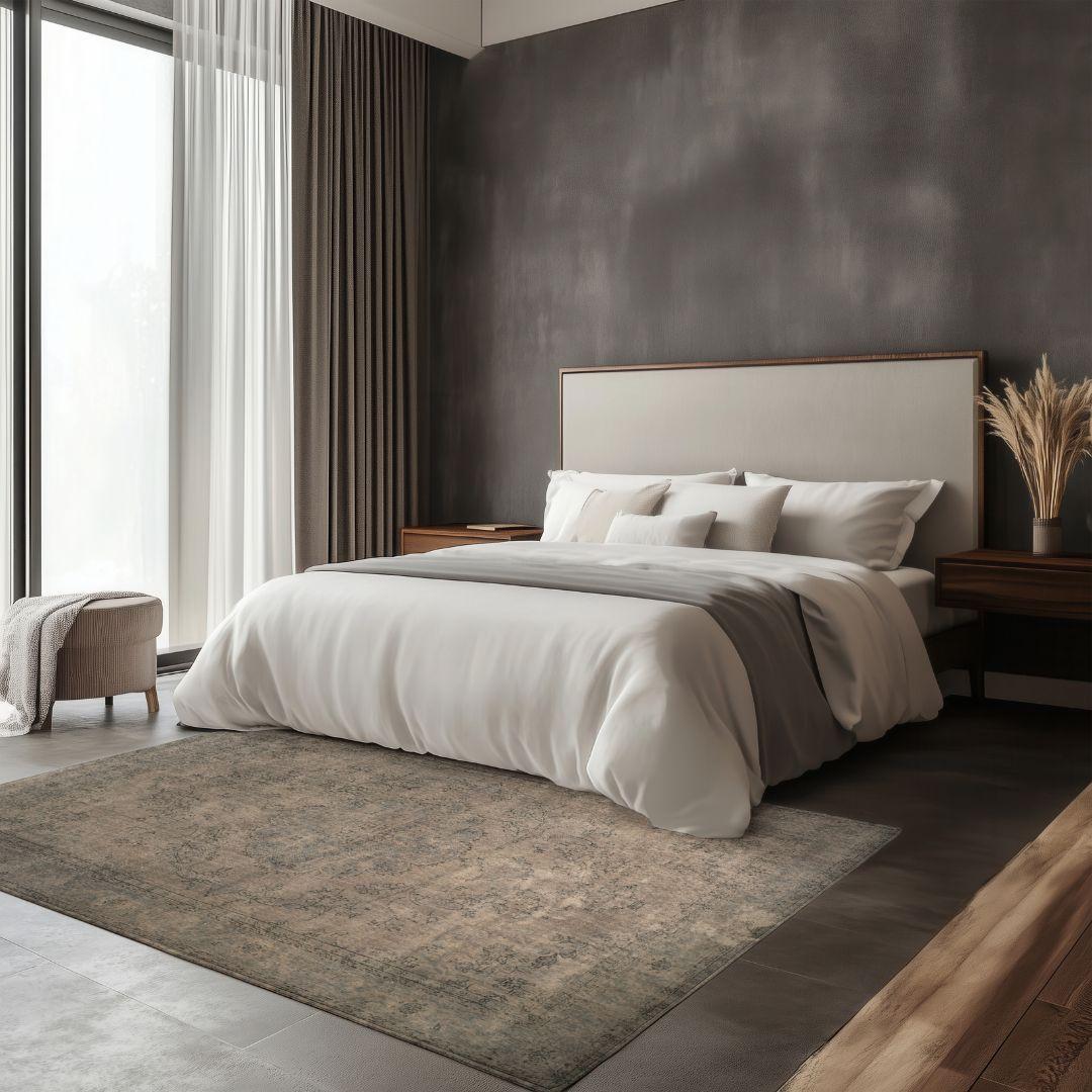 Vintage Beige Turkish Medallion Rug - TUR-GRY-ECL-710-005 - Arconiz