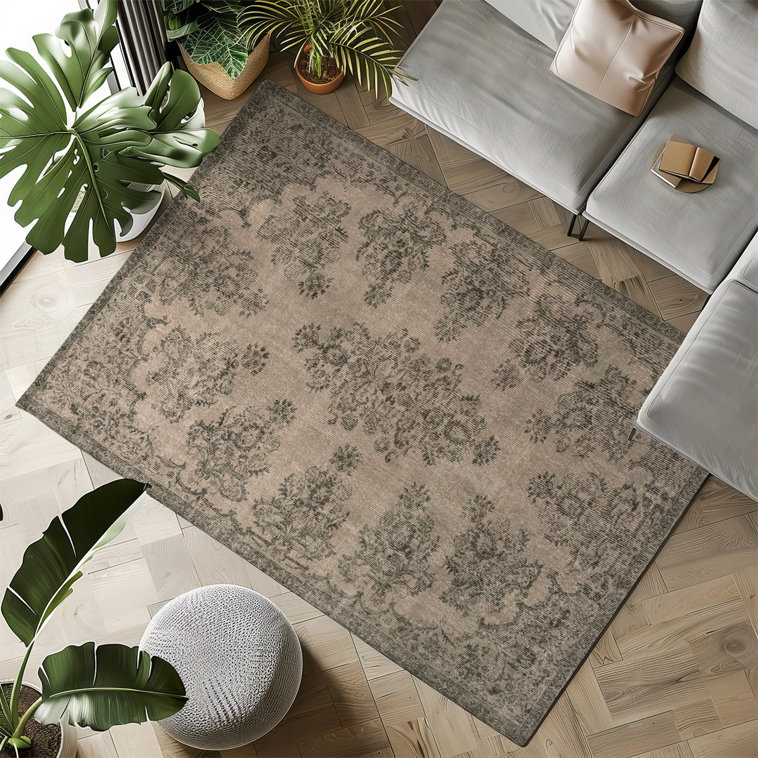 Vintage Beige Turkish Medallion Rug - TUR-BEI-VHE-610-012 - Arconiz