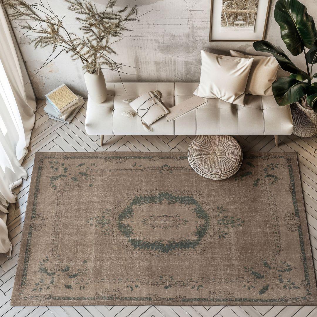 Vintage Brown Turkish Medallion Rug - TUR-BRN-TEA-68-007 - Arconiz