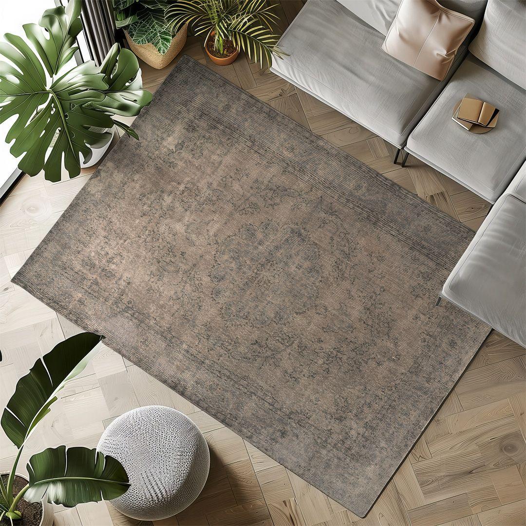 Vintage Beige Turkish Medallion Rug - TUR-GRY-ECL-710-005 - Arconiz