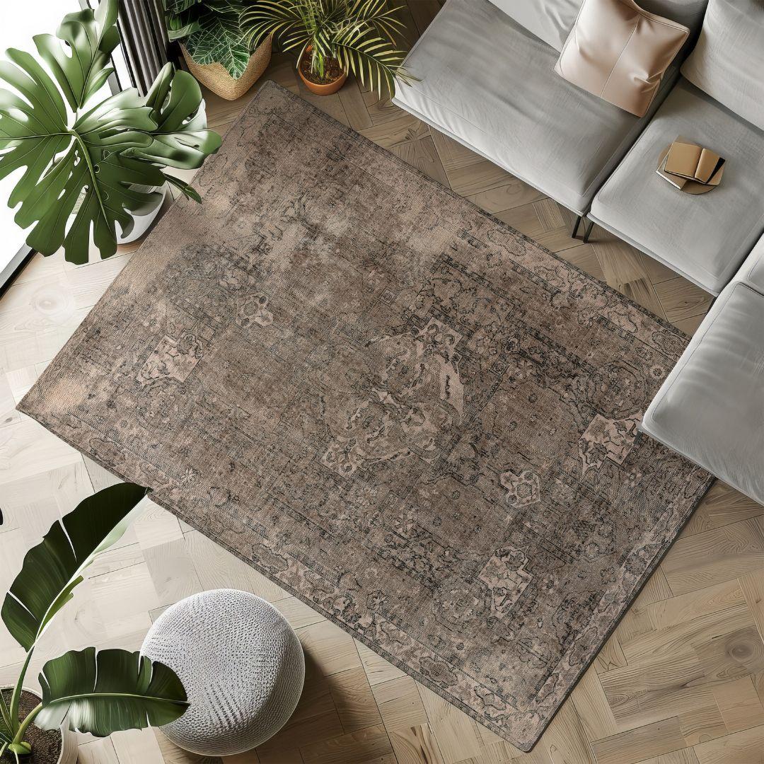 Vintage Gray Turkish Medallion Rug - TUR-GRY-TWL-68-006 - Arconiz