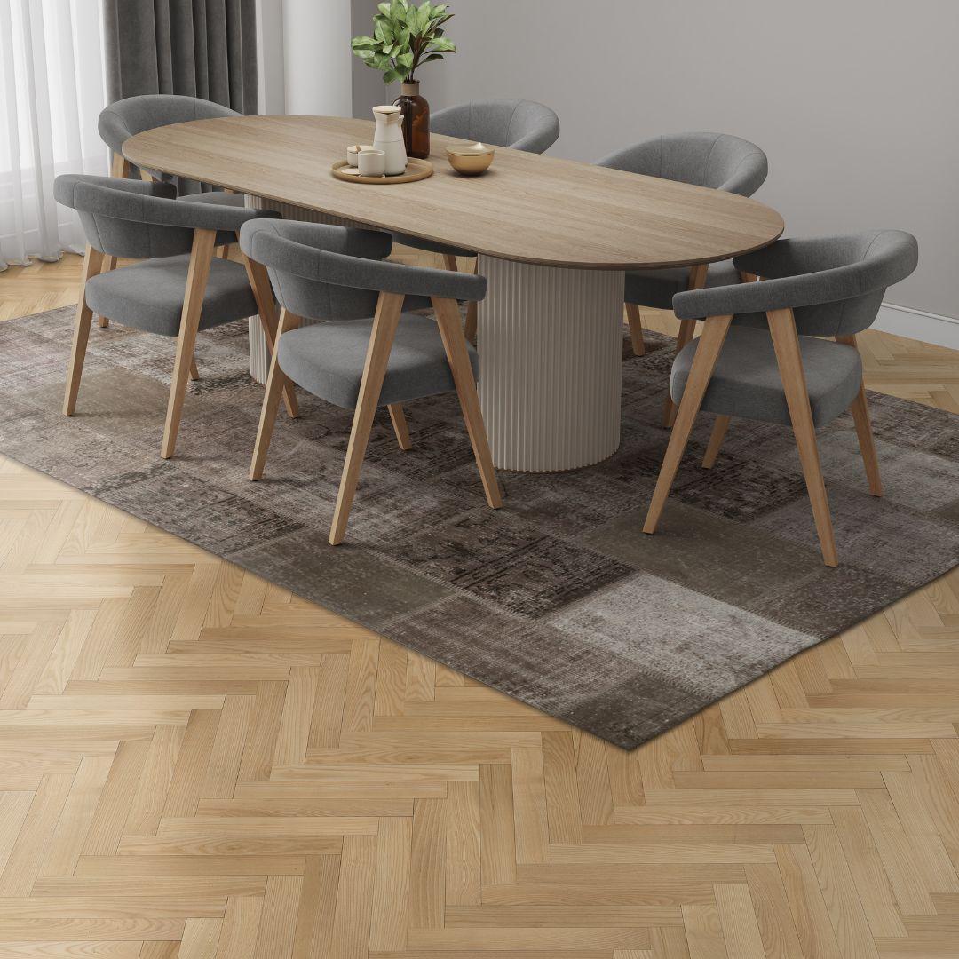 Vintage BeigeTurkish Patchwork Pattern Rug - TUR-BEI-ANW-710-016 - Arconiz