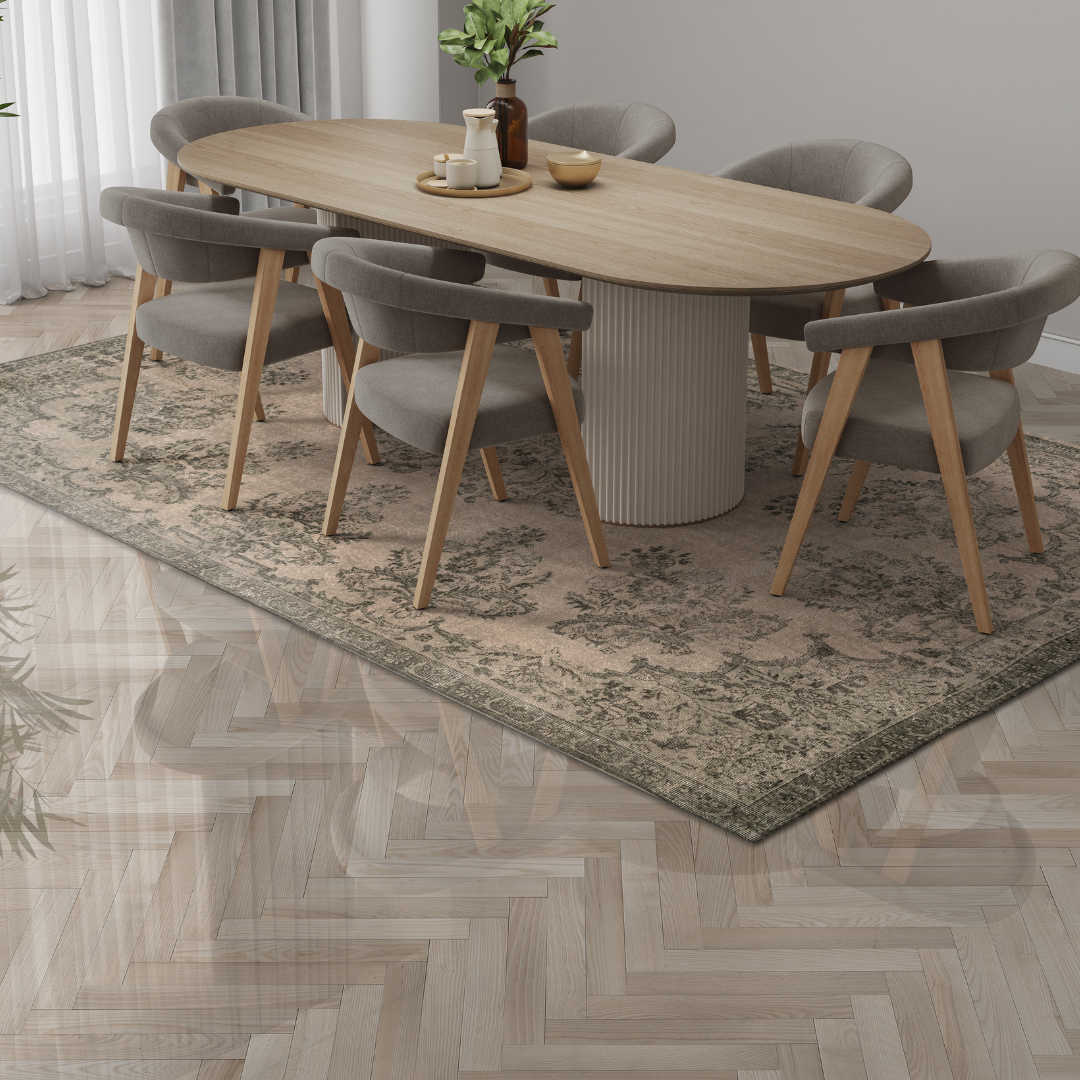 Vintage Beige Turkish Medallion Rug - TUR-BEI-VHE-610-012 - Arconiz