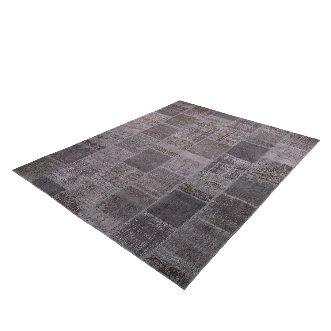 Vintage Gray Turkish Patchwork Pattern Rug - TUR-GRY-SAV-710-015 - Arconiz