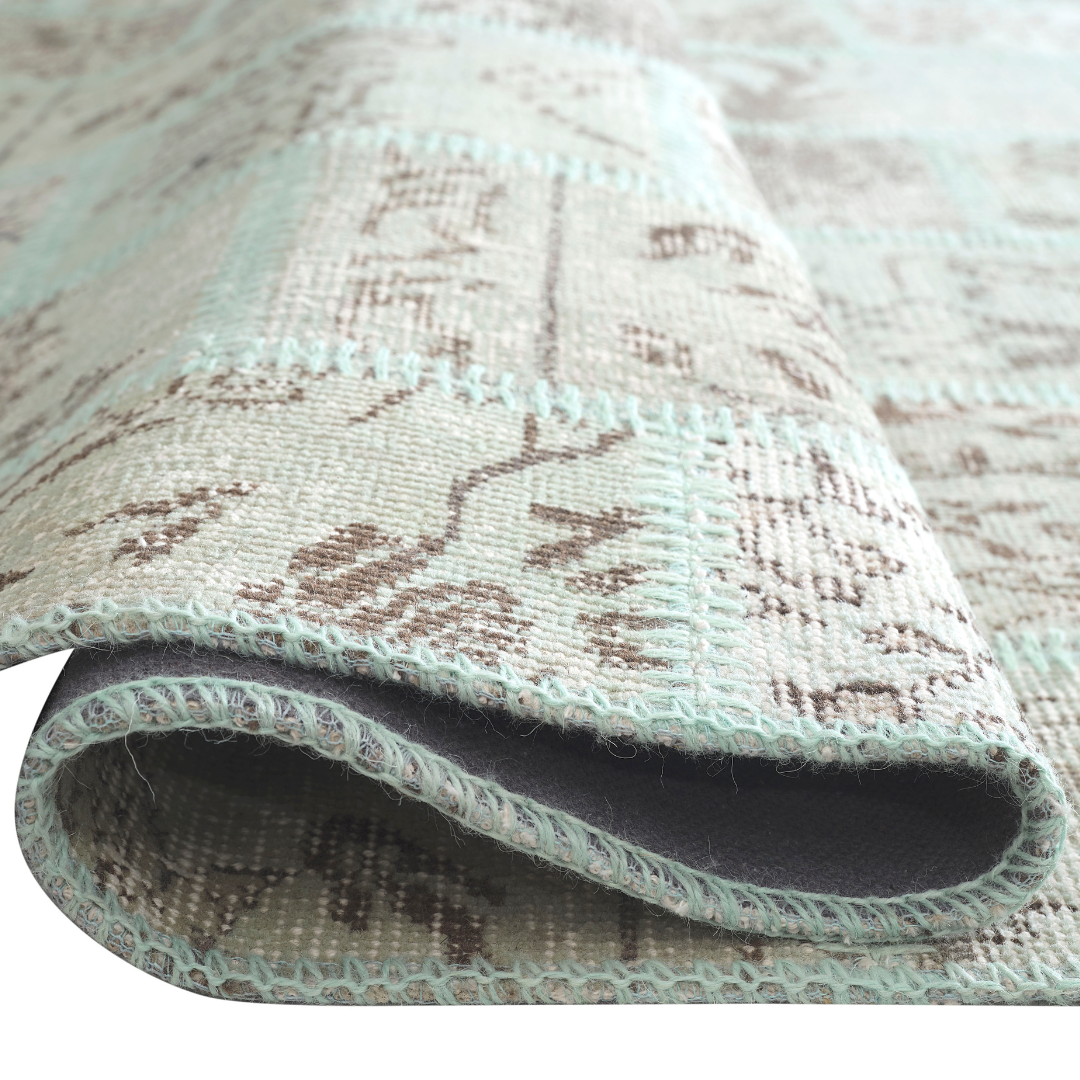 Vintage Light Sand Patchwork Turkish Rug - TUR-BEI-PAT-810-001 - Arconiz