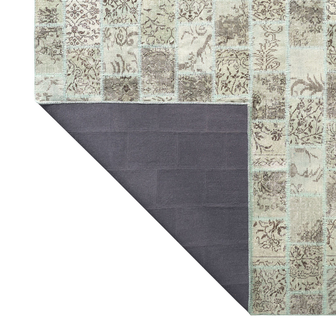 Vintage Light Sand Patchwork Turkish Rug - TUR-BEI-PAT-810-001 - Arconiz