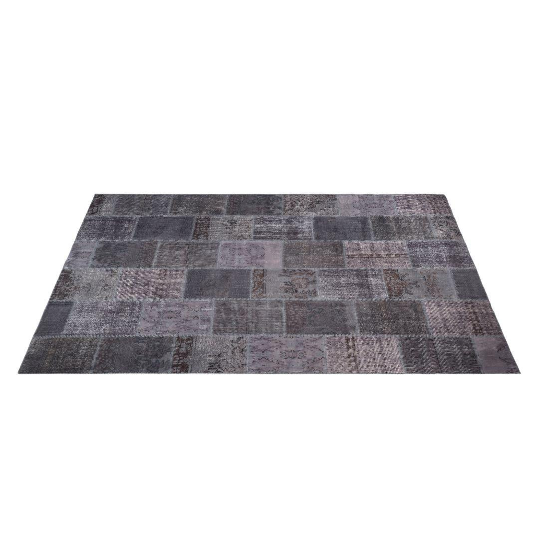 Vintage Gray Turkish Patchwork Pattern Rug - TUR-GRY-SAV-710-015 - Arconiz