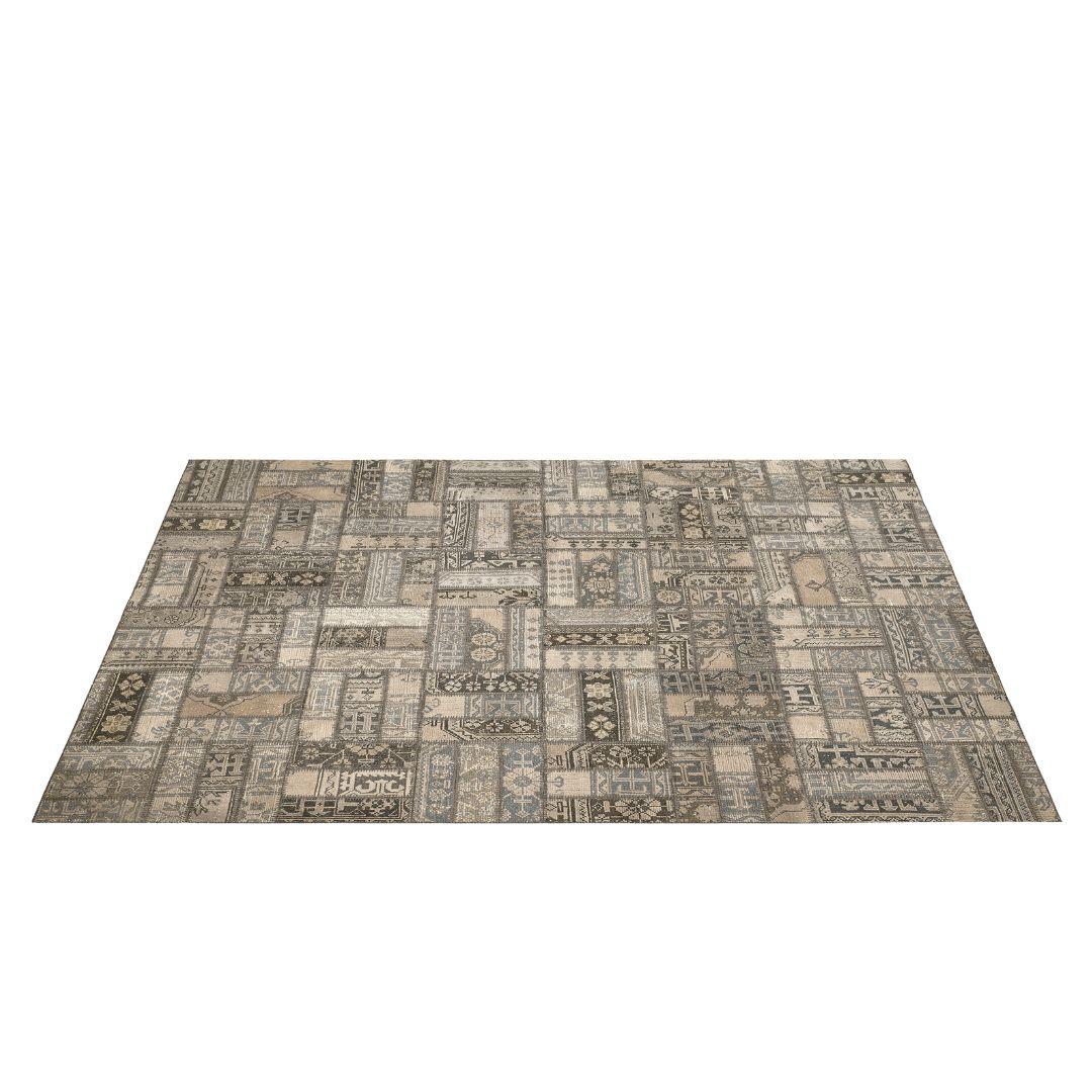 Vintage Dustveil Blue Turkish Patchwork Rug - TUR-GRAY-PAT-810-003 - Arconiz