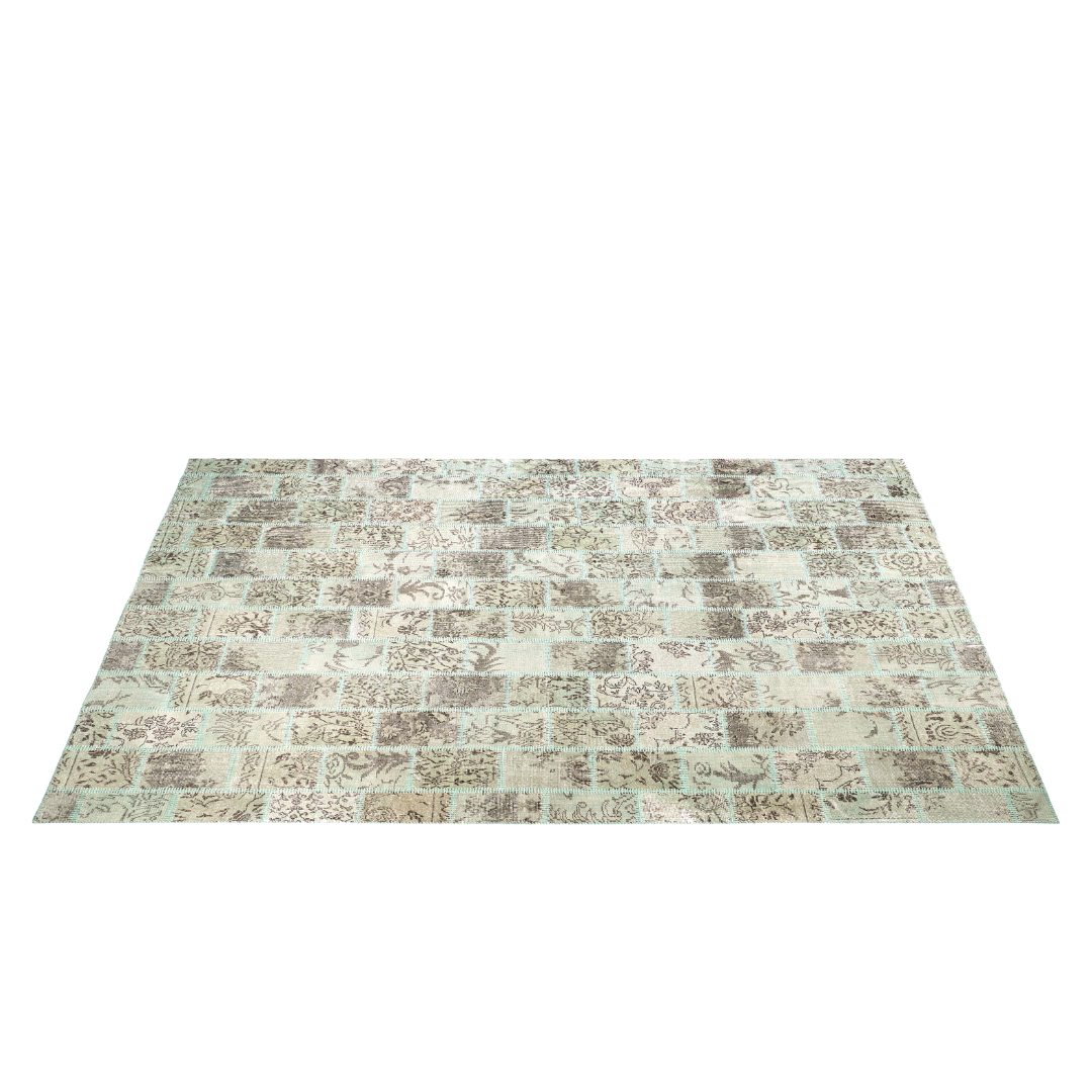 Vintage Light Sand Patchwork Turkish Rug - TUR-BEI-PAT-810-001 - Arconiz