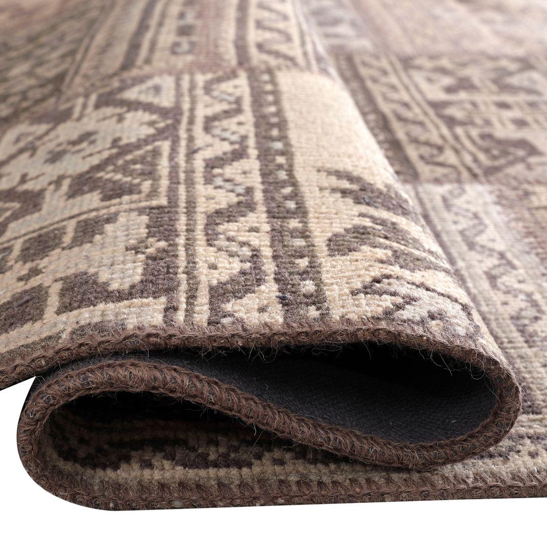 Vintage Soft Cream Blocks Turkish Rug - TUR-CRM-PAT-810-004 - Arconiz