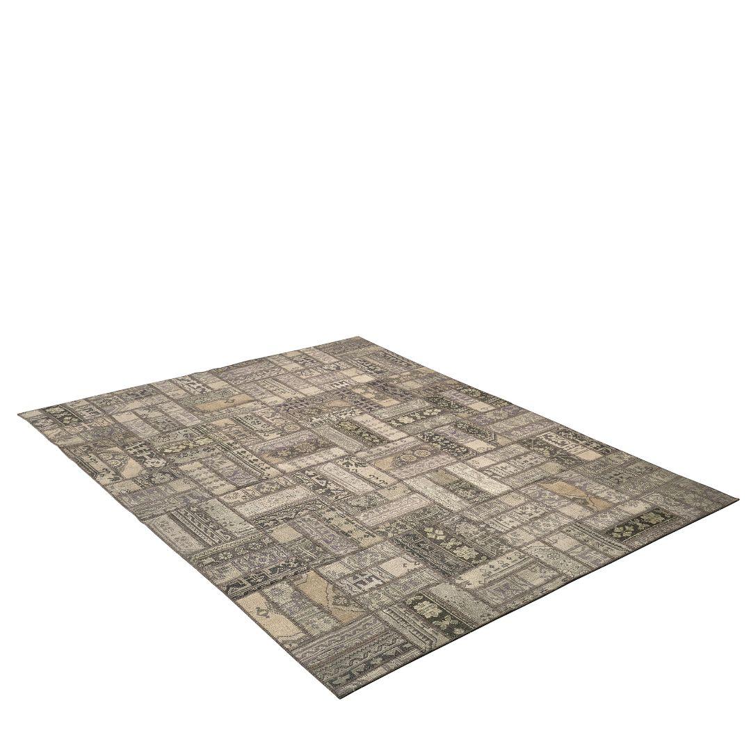 Vintage Dustveil Blue Turkish Patchwork Rug - TUR-GRAY-PAT-810-003 - Arconiz