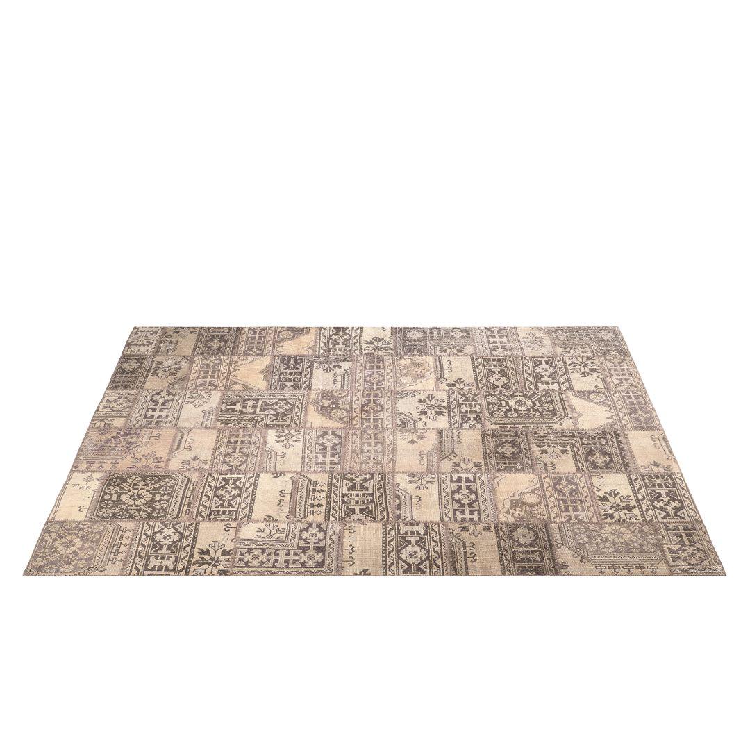 Vintage Soft Cream Blocks Turkish Rug - TUR-CRM-PAT-810-004 - Arconiz