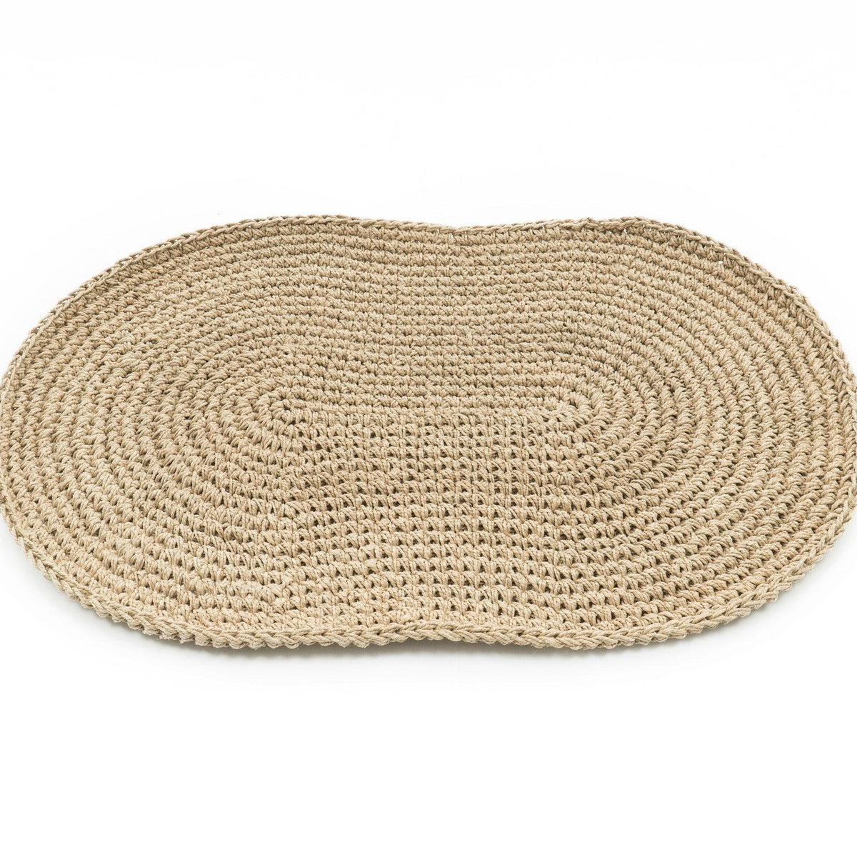Hand Crocheted Handspun Hemp Oval Doormat - 9IHRDOK007006 - Arconiz