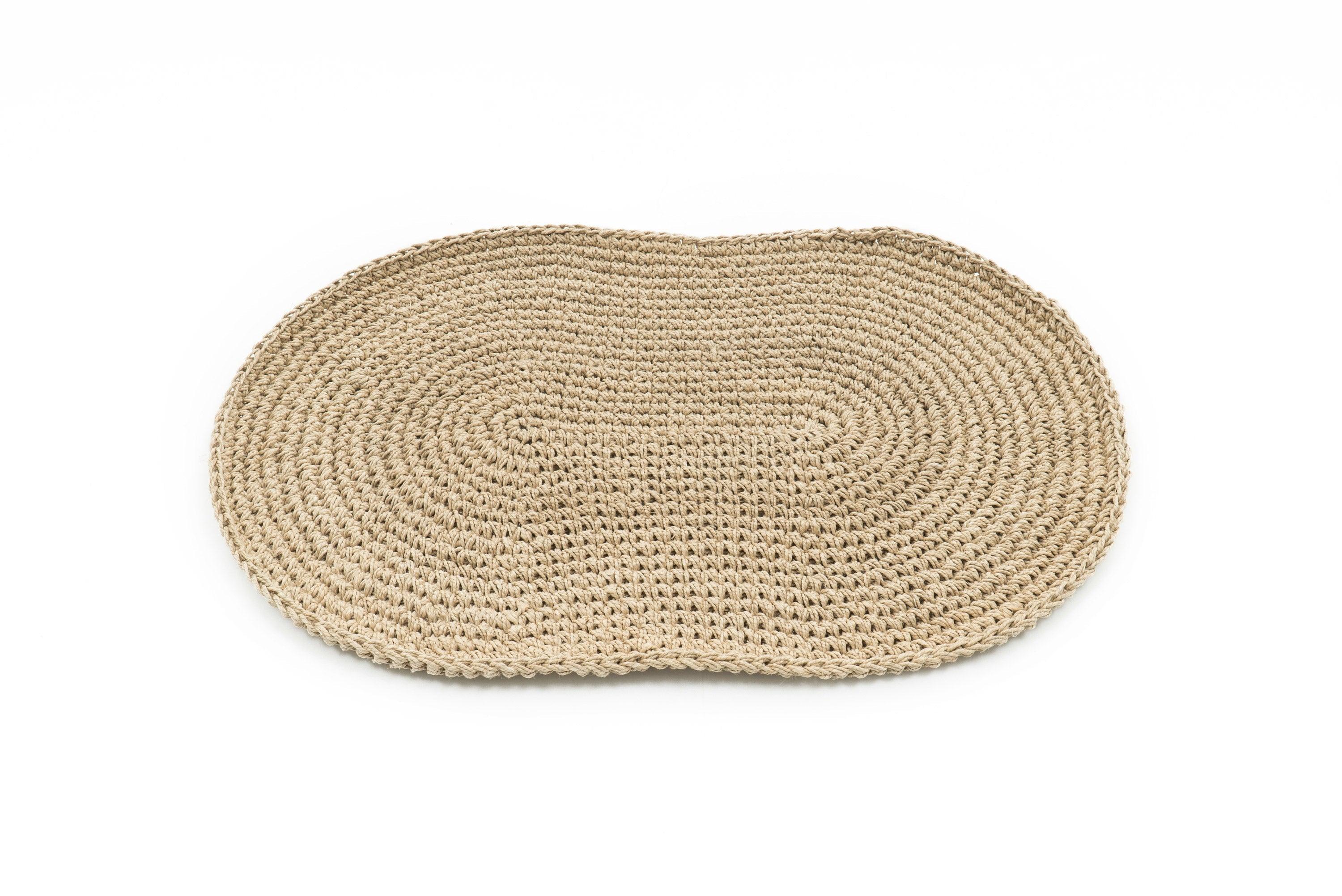 Hand Crocheted Handspun Hemp Oval Doormat - 9IHRDOK007006 - Arconiz