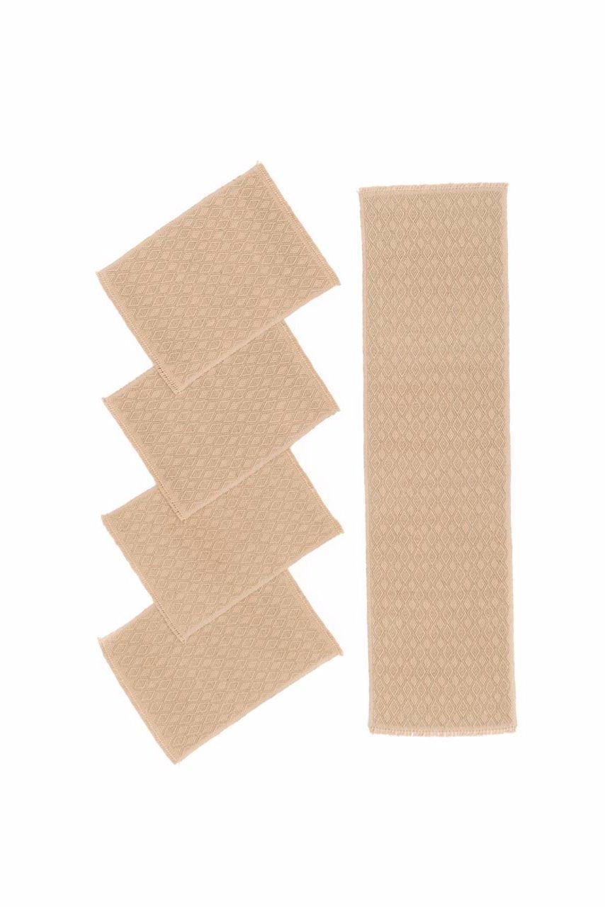 Extracted Diamonds Handwoven Hemp Placemat & Table Runner Set - 9IHRDOK001013 - Arconiz