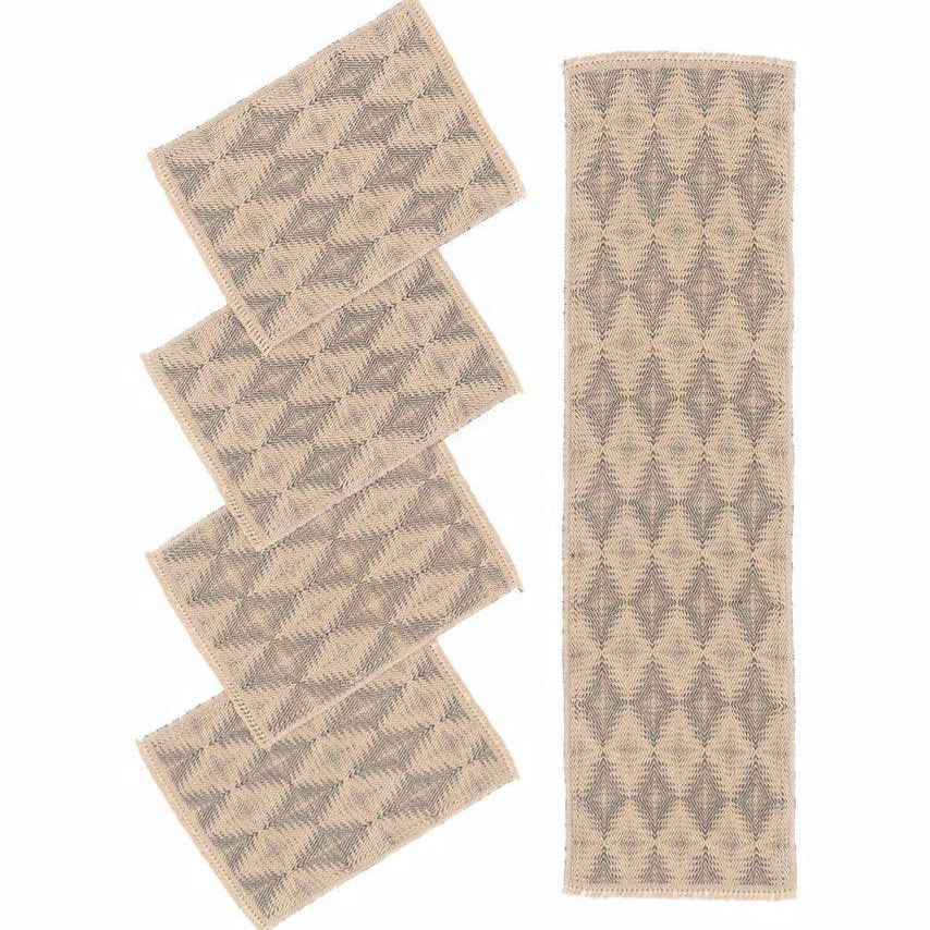 Pine Cones Handwoven Hemp Placemat & Table Runner Set - 9IHRDOK001016 - Arconiz