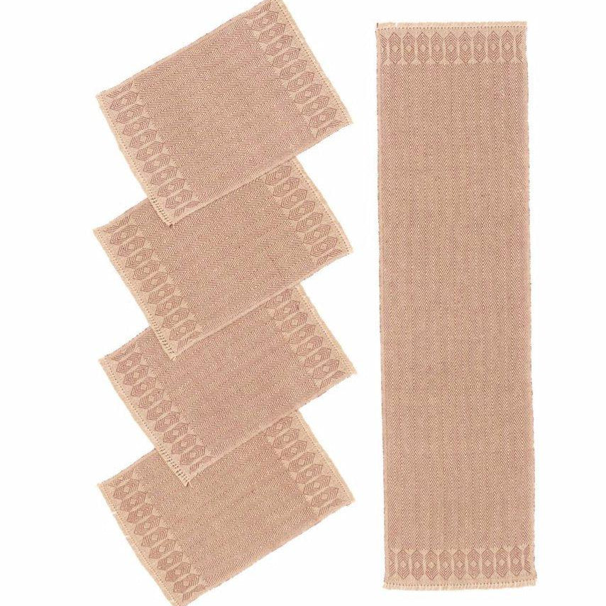 Seek Easy Handwoven Hemp Placemat & Table Runner Set - 9IHRDOK001018 - Arconiz