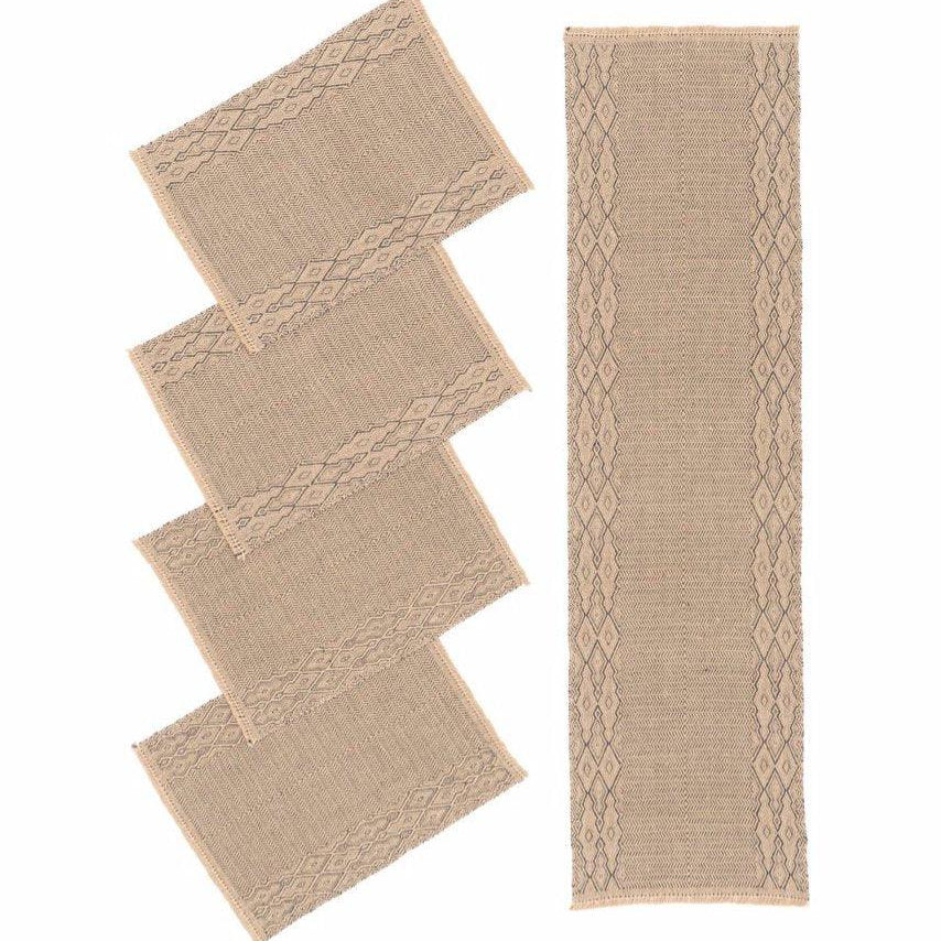 Route Handwoven Hemp Placemat & Table Runner Set - 9IHRDOK001036 - Arconiz