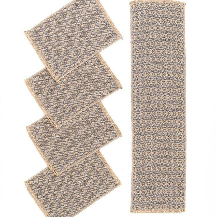 Diamonds Handwoven Hemp Placemat & Table Runner Set - 9IHRDOK001047 - Arconiz