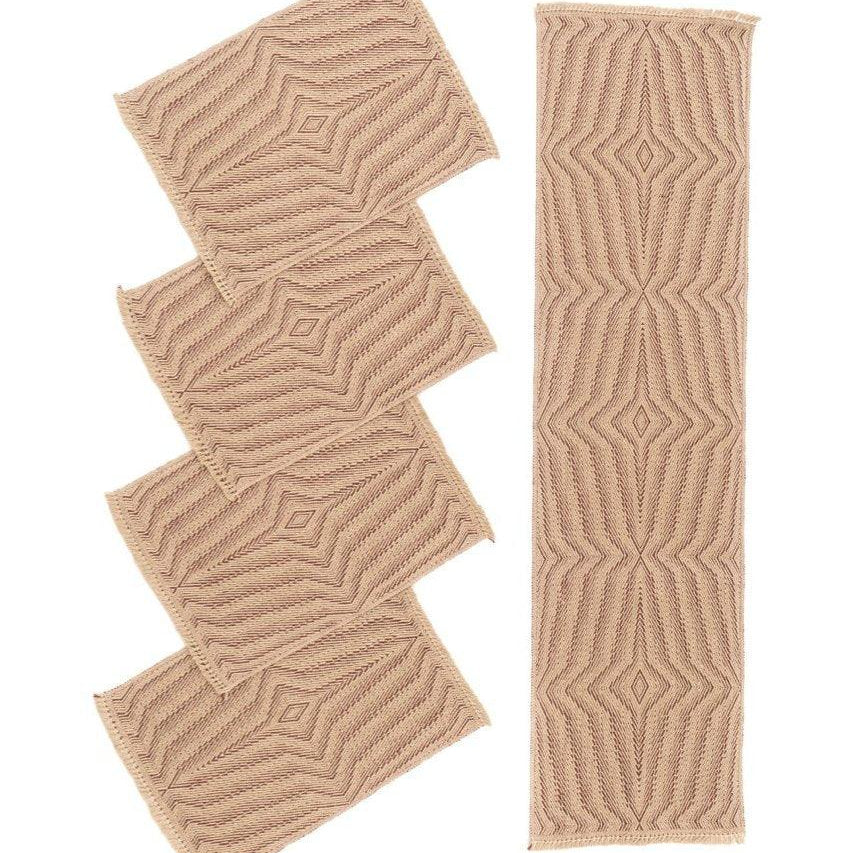 Waves B Handwoven Hemp Placemat & Table Runner Set - 9IHRDOK001050 - Arconiz