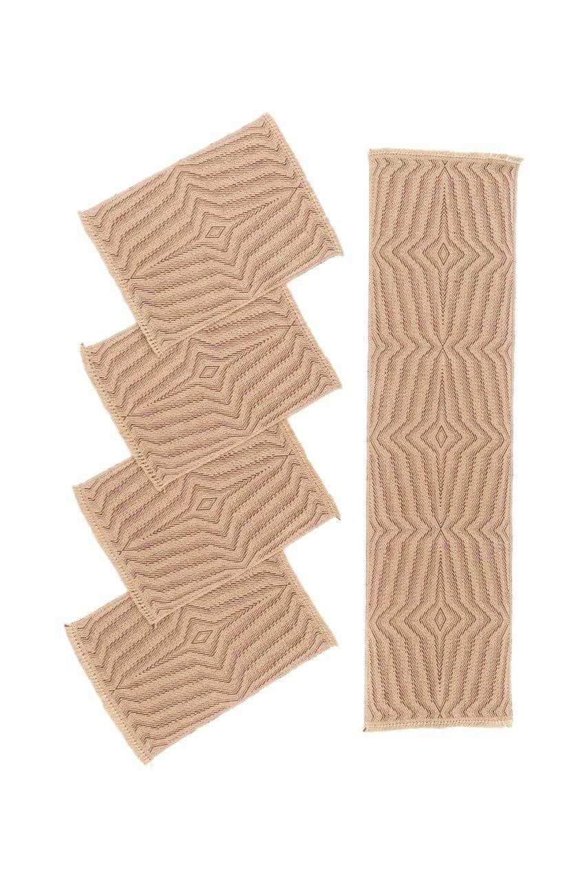 Waves B Handwoven Hemp Placemat & Table Runner Set - 9IHRDOK001050 - Arconiz